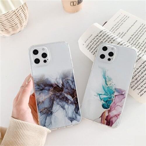 Gradient Marble Clear Phone Case For iPhone 11 12 Pro Max XR XS Max X 6s 7 8 Plus SE2020 Vintage Colorful Transparent Back Cover
