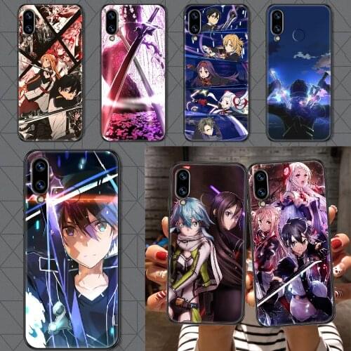 SAO sword art online Anime Phone case For Huawei Honor 6 7 8 9 10 10i 20 A C X Lite Pro Play black trend funda art cover 3D