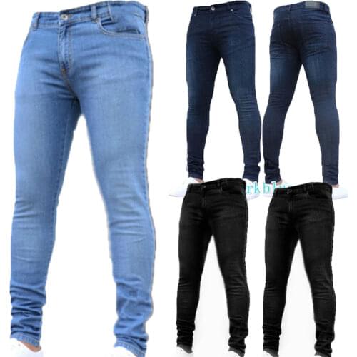 Fashion Hose Super Stretch Skinny Slim Fit Jeans pencil Pants fit streetwear 2020 high waist solid Casual Mens
