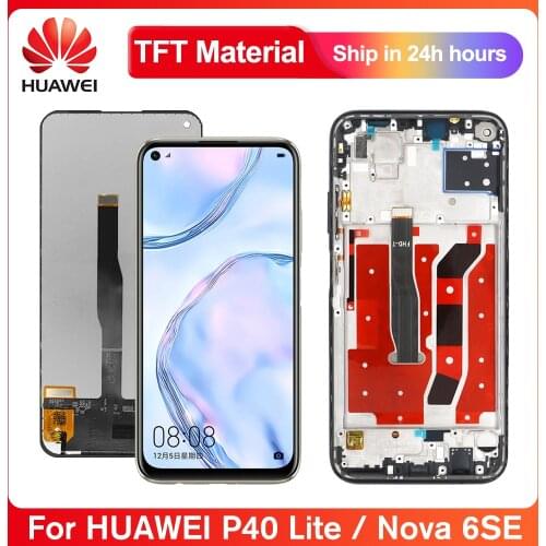 Original 6.4'' Screen With Frame For Huawei P40 Lite P40Lite LCD Display Touch Screen Digitizer For Huawei Nova6se Nova6 SE Lcd