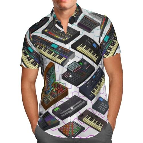 Electronic Organ 3D Beach Hawaiian 2021 Summer Shirts Short Sleeve Shirt Streetwear Oversized 5XL Camisa Social Chemise Homme