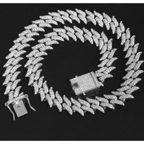 Hip Hop Rose Gold Color Rhinestones Iced Out Crystal Miami Cuban Chain Necklace HOT SELLING Hip Hop Jewelry