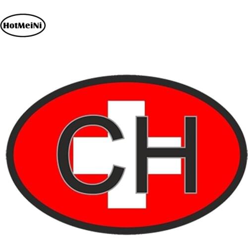 HotMeiNi 13cm x 9.1cm Car Styling Oval Car Sticker Flag Country Code Decal CH Switzerland Swiss Cross Waterproof Accessories