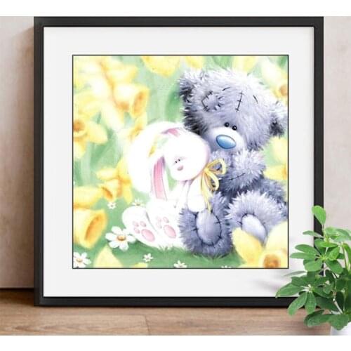 Paint With Diamond Cartoon DIY Mosaic Diamond Painting Bear Toys Full Square Drill Rabbit Picture Of Rhinestone