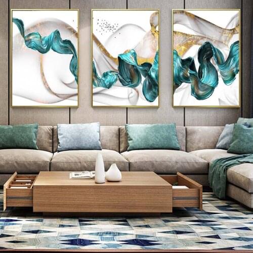 Colorful Gold Ribbon Luxury Decor Canvas Painting Nordic Picture Wall Art Abstract Home Decor Poster and Print for Living Room