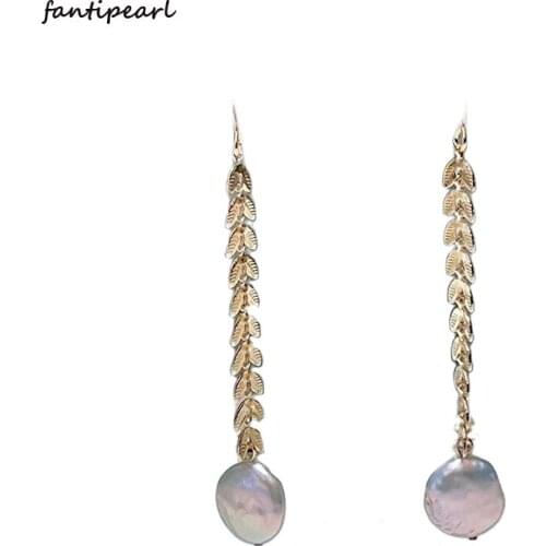 Button pearl earrings tassel long button earrings 14k gold injection accessories cute all-match face modification