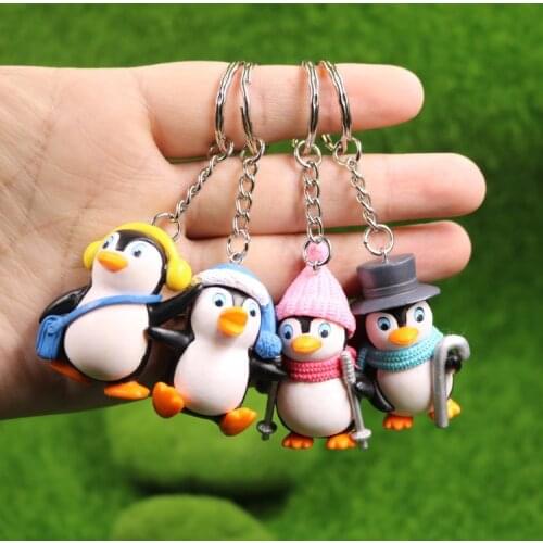 Creative Cute Cartoon Snow Penguin Keychain Soft PVC Kawaii Penguin For Women Girls Bag Charm Trinket Key Ring Key chain