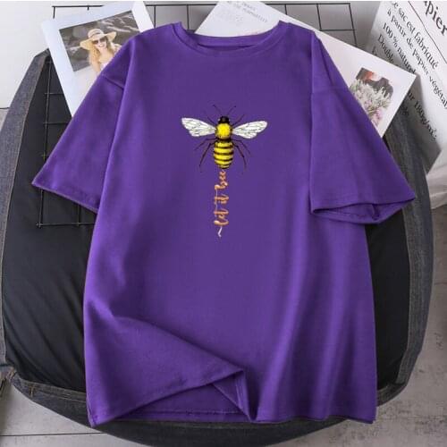 Let It Bee Cute T-shirts Woman Oversized Summer Female 2021 Fashion Clothing Short Sleeve Harajuku Tees O-neck Streetwear Lady