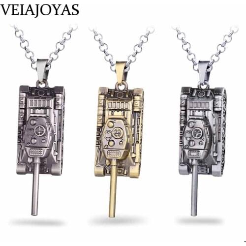 Hot Game World of Tanks Pendant Necklace 3D Tanks Metal Keychains For Gift Charms Link Chain Necklace Jewelry Souvenir collar