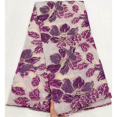 Fashion Jacquard Fabric African Brocade Lace Cloth Nigerian Floral Organza Mesh Flower French Tulle Net Material For Dress POZ41