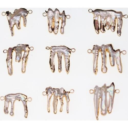 Fashion Jewelry Findings Natural Freshwater Pearls Pendant Connector Charms For DIY Making Necklaces Bracelet Earring Wholesale