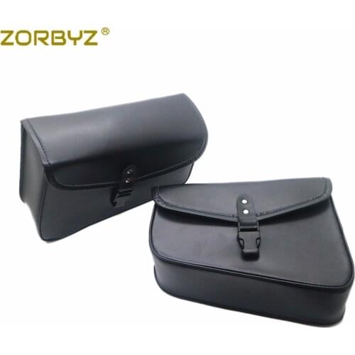 ZORBYZ Motorcycle Black Faux Leather Tool Luggage Side Saddlebag Saddle Bag Fit For Harley Sportster XL 883 Hugger Sportster