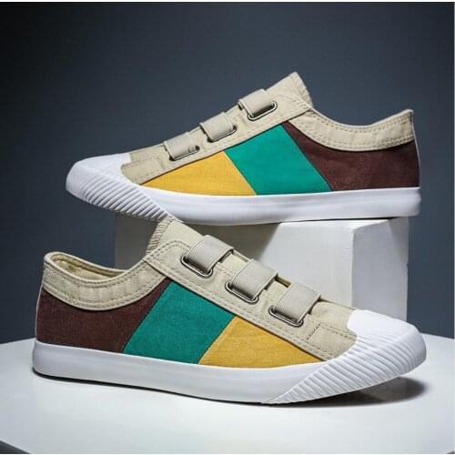 Men Fashion Canvas shoes Sneakers Color Matching Mens Breathable Skateboard Shoes Trainers Shoes Casual Vulcanized Espadrille