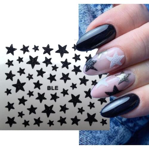 Stars Nail Stickers 3D Glitter Shiny DIY Transfer Self Adhesive Colorful Fashion Charm Nail Decals Nail Decoration Accessory 1PC