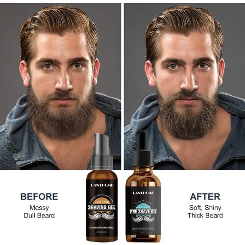 Lanthome Pre-shave gel mens beard growth oil natural product treatment repair skin damage conditioner quick care 50ml