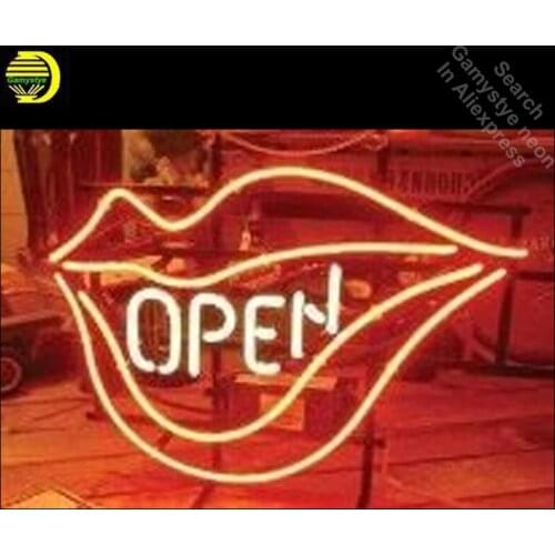 Neon Signs for OPEN LIPS MOUTH Handcrafted Neon Bulbs sign Glass Tube Decorate Hotel Restaurant Store Wall Signs dropshipping