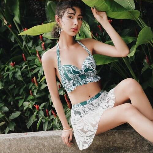 2019 New Bikini Set Women Summer Printed Swimming Suit Tankini Push Up Swimwear Female Three Piece Print Push Up Swimsuit