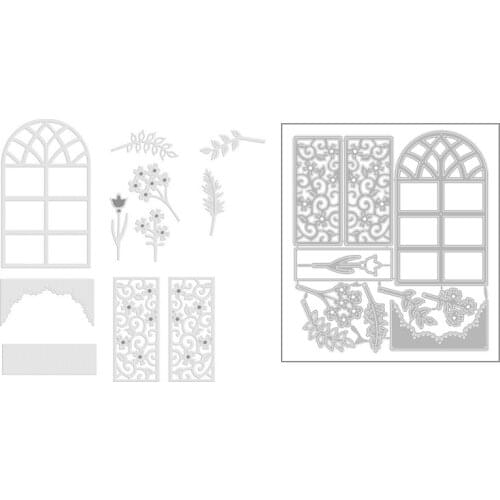 2020 New Christmas Window Frame Metal Cutting Dies Iris Flowers and Leaves Die Scrapbooking For Crafts Card Making no Stamps Set