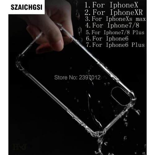 Wholesale 1000pcs/lot Air Cushion Corner Shockproof Cover For iPhone XS Max XR X 8 7 6 Plus Soft TPU Transparent Clear Back Case