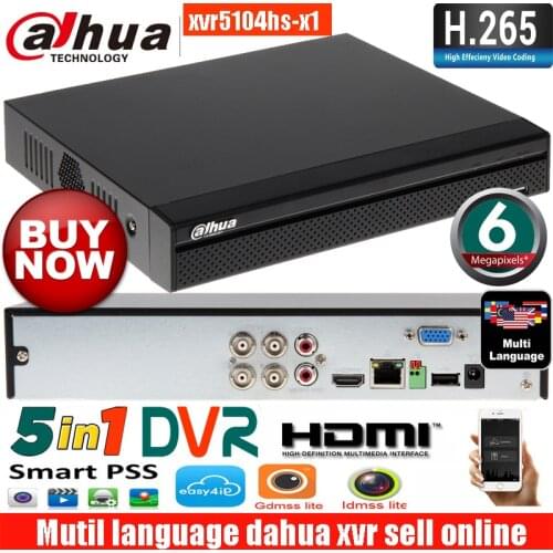 Original Mutil language DAHUA 4ch dvr XVR5104HS-X1 AHD, HD-CVI, HD-TVI, CVBS, TCP/IP DVR XVR5104HS-X1 with logo