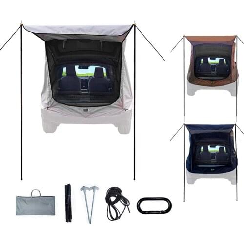 Car Trunk Tent With Support Pole SUV Car Tail Tent Outdoor Travel Camping Car Tailgate Bed Tent Self-driving Sunshade Awning