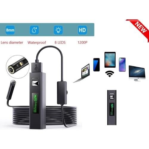 WIFI Industrial Endoscope 1600P HD Soft Wire Sewer Pipeline Detector Inspection Camera Waterproof Miniature Cameras Window Mac