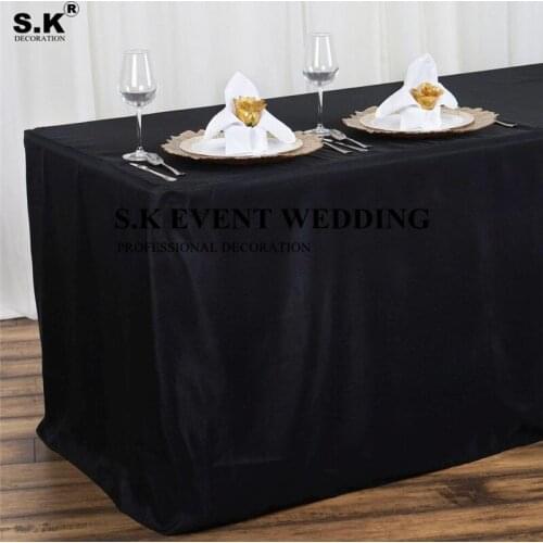4FT 6FT 8FT Fitted Polyester Rectangular Table Cover Banquet Tablecloth For Wedding Event Dining Decoration