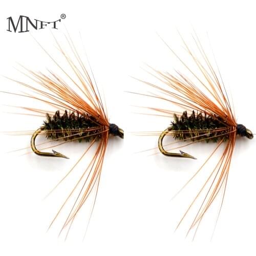 Shared With Fish MNFT 10PCS 12# Fishing Tackle Midge Peacock Brown Hackle Dark &Green Body Nymph Dry Fly Fishing Trout Fishing