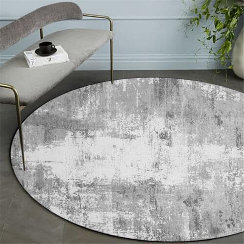 Nordic Retro Gray Round Center Rug For Living Room Computer Chair Mat Washable Non-slip Hall Floor Carpet Non-slip Room Mats