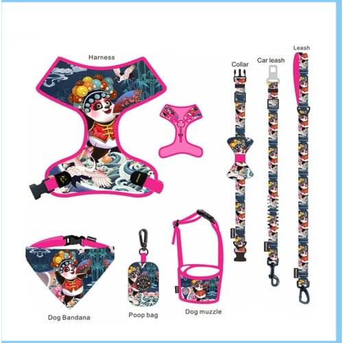 Puppy Cat Pet Dog Harness Leash Accessories Dog Supplies Strap Soft Walk Vest Collar for Small Medium Dog Chinese Style Panda