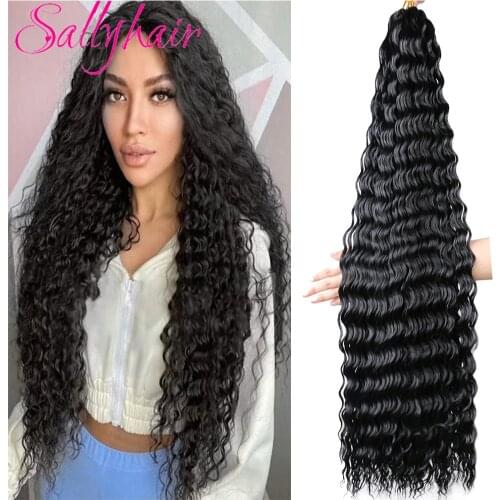 Sallyhair 32inch Deep Wave Crochet Hair Ocean Wave Afro Curls Synthetic Brown Blonde Pink Ombre Crochet Braiding Hair Extensions