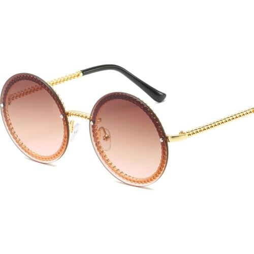 Hot sale in season new style personalized metal chain rimless sunglasses women trendy sunglasses women all-match glasses UV400