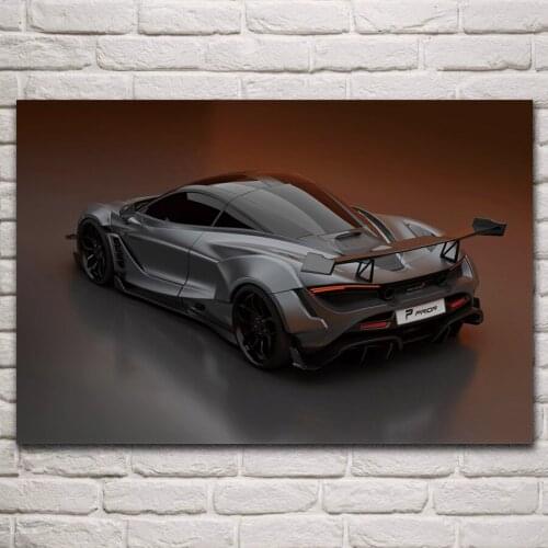 Super 720s gray sport car rear view supercars others living room home wall art decor wood frame fabric poster KP105