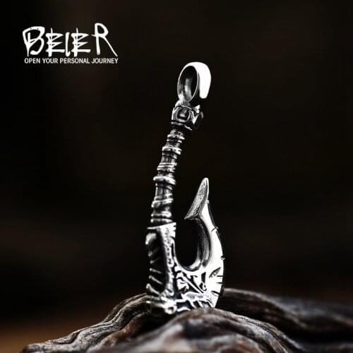 Vintage Viking Wolf Scandinavian Hammer Axe Pendant Men Women Stainless Steel Necklace Jewelry