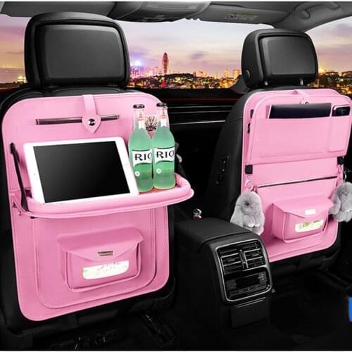 1PCS Back Seat Storage Bag /Best For Protectors From Baby Kids Dirt Organizer Waterproof Pocket interior accessories PU Pink
