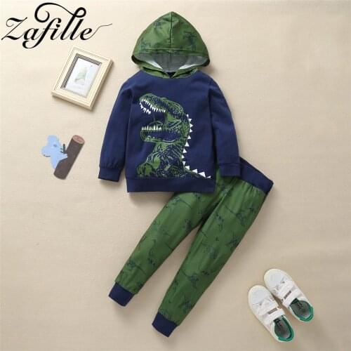 ZAFILLE Spring Suit For Boys Childrens Costumes Dinosaur Clothes Hooded Hoodies+Pant Toddler Boys Outfits Cartoon Boys Clothing