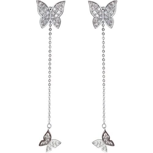 Earrings For Women Dazzling Micro CZ Zircon Butterfly Tassel Earrings Oorbellen Gift