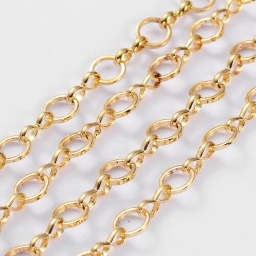 10m/roll Brass Handmade Chains Mother-son Chains Cross Chain Cable Chain for Jewelry Making DIY Necklace Golden Silver Color