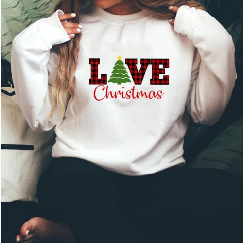 100%Cotton Colored Printed Love Christmas Sweatshirts New Arrival Autunm Long Sleeve Tops Christmas Holiday Gift Dropshipping