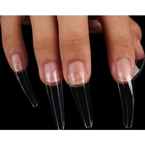 100Pcs Fake Nails Clear Coffin Nails Full Coverage High Quality Nails Suitable for Professional Salon Geometric False Nails