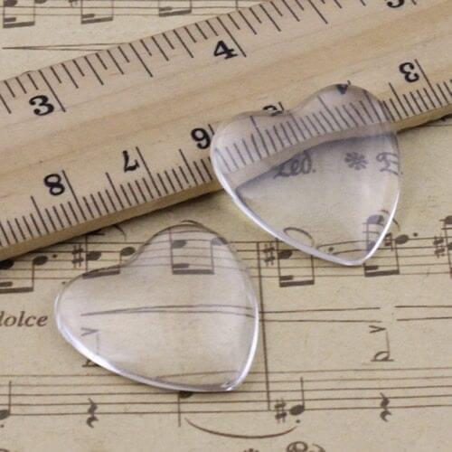 18x18mm Thickness:5mm Heart Flat Back Clear Glass Cabochon Dome Cameo Jewelry Finding 10pcs/lot (K02928)