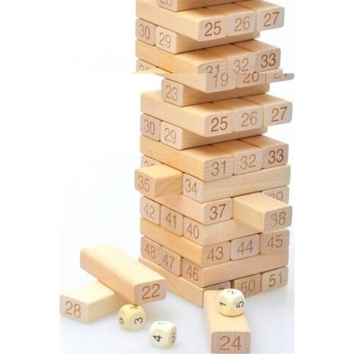 54 Pieces Number Toppling Timbers Wooden Blocks Game Stacking Blocks Stacking Tower Fun Outdoor Lawn Yard Game Education Toy