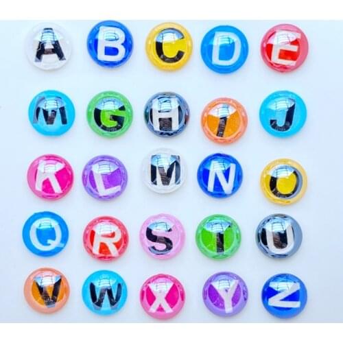 60pcs/Lot 10mm Kawaii Acrylic Mini Round Letters Flatback Cabochons For Hair Bow Centers DIY Scrapbooking Decor L41