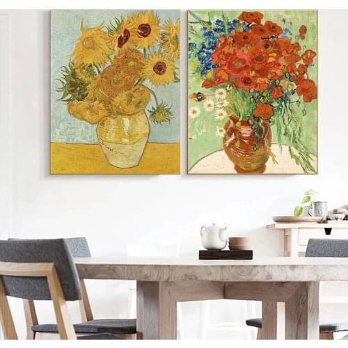 Abstract Famous Van Gogh Sunflower Canvas Painting Artwork Poster and Print Modern Wall Art Picture for Living Room Home Decor
