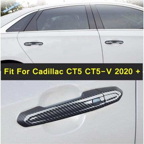 Auto Exterior Parts Carbon Fiber Doorknob Handle Cover Trim ABS Styling Accessories 8PCS Fit For Cadillac CT5 CT5-V 2020 2021