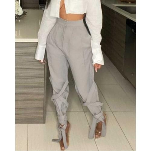 Fashion Women Pants 2021 Harem Pants Bandage Style Punk Pockets Jogger Trousers Harajuku Elastics High Waist Streetwear