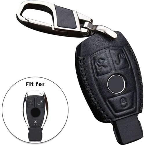 3-button Car Key Cover Bag Black Fob Leather Parts Smart High Quality New