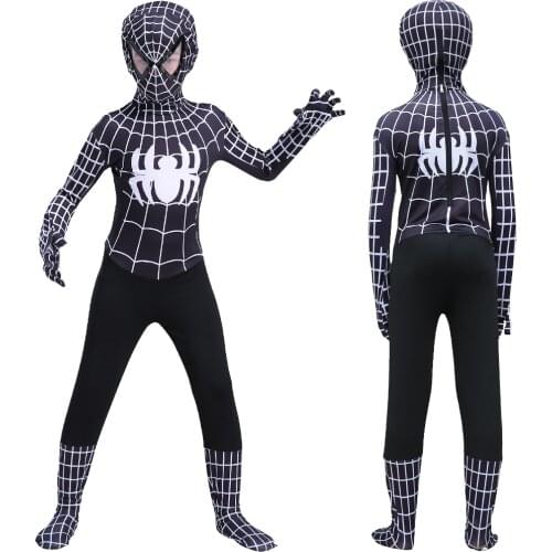 Halloween Kids Customized New Spiderboy Zipper Cosplay Costume Stage Performance Superheroes Spandex Suits Dress Up
