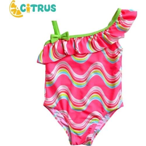 Childrens Swimsuit Cartoon Floral Pattern Pleated Skirt Baby Big Boy Cute Girl One Piece Hot Spring Swimsuit Combination
