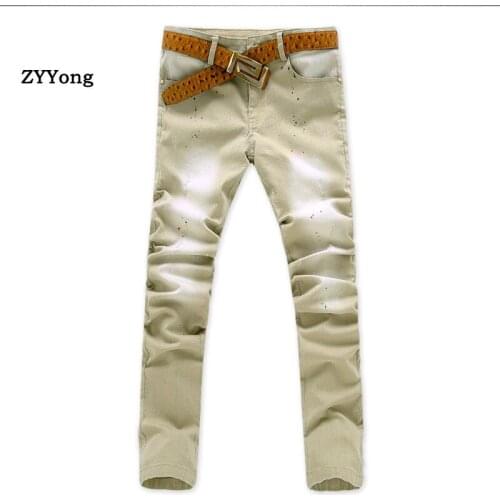 2020 New Men Stretch Skinny Jeans Fashion Casual Slim Fit Denim Trousers Male Khaki Pants Male Brand